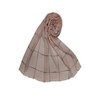 Square Box Checkered Cotton Grid Hijab - Light Orange